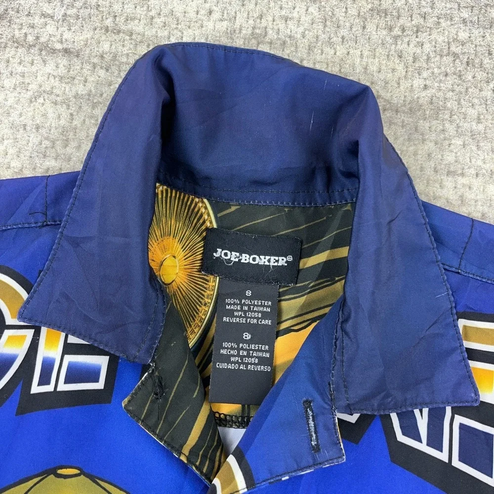 Vintage Y2K Joe Boxer Shirt Boys Size 8 Button Up Low Rider AOP Hip Hop Baggy - Picture 6 of 9